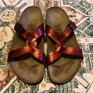 540 Birki’s metallic Strappy Sandals women’s 7 narrow